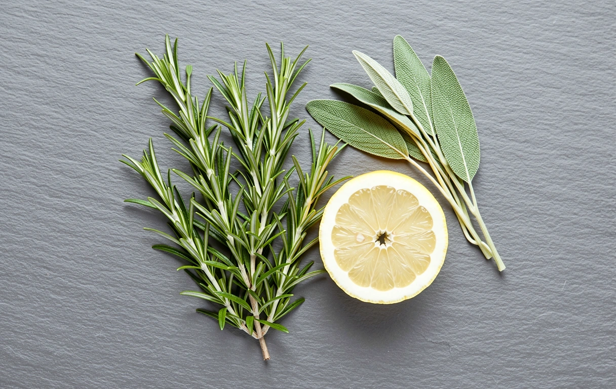 Natürliche Zutaten auf Steinoberfläche